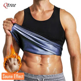 Qtree Sweat Sauna Vest Mens Body Shaper Compression Workout Suit Fat Burning Shirt Belly Slimming Weight Loss Waist Trainer Tops