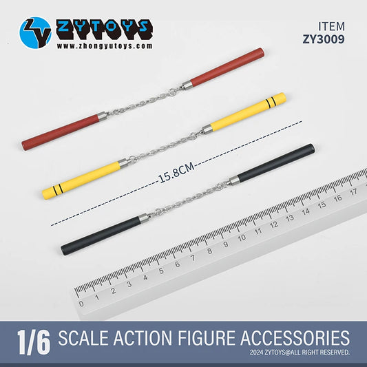 NEW 1/6 Scale Nunchucks 3 Color ZY3009 Chinese Kung Fu Head Clothes Body For 12inch Action Figure Accessorie Collection In Stock