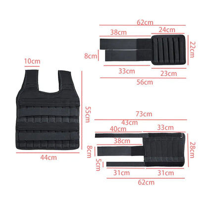 15-50kg Adjustable Weight Vest Weighted Fitness Training Set With Steel Plate Weighted Bracelet Ankle Bodybuilding Accessories